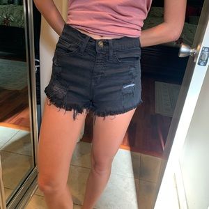 Black High-waisted Denim Shorts